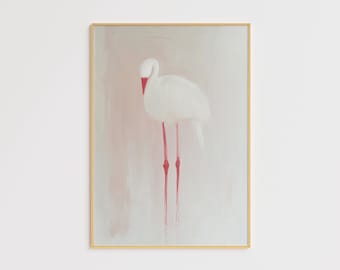 Minimalist Flamingo Artwork – Elegant Bird Wall Art  – Modern Flamingo Poster - Flamingo Oil Painting - Flamingo Canvas - Flamingo Decors