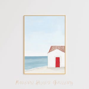 Meer Strand Haus Dekoration, Meer Strand Haus Deko, Meer Strand Haus Deko, Strand Haus, moderne Kunst, Meer Plakat, ruhige Natur Malerei