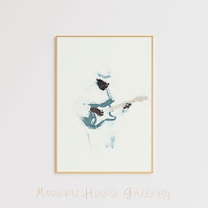 Jazz and Blues Guitarist Art Print | Music Wall Decor | Digital Download for Modern Home | Guitar Art for Music Lovers  - Canvas - Art