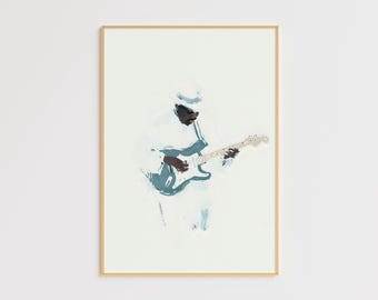 Impresión artística de guitarrista de jazz y blues / Decoración de pared musical / Descarga digital para el hogar moderno / Arte de guitarra para amantes de la música - Lienzo - Arte