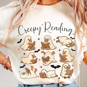 Gruseliges Lese Gans T-Shirt: Lustiges Halloween Kostüm für Buchliebhaber