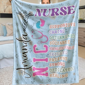NICU Krankenschwester personalisierte Decke mit inspirierenden Worten, benutzerdefinierter Name Krankenschwester werfen, gemütliche Abschlussgeschenk Decke, ermutigendes NICU Krankenschwester Geschenk