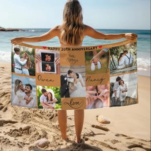 Custom Picture Beach Towel, Custom couple photo Beach Towel, Personalized Photo Towel, Anniversary photo towel, Photo Beach Towel Gift