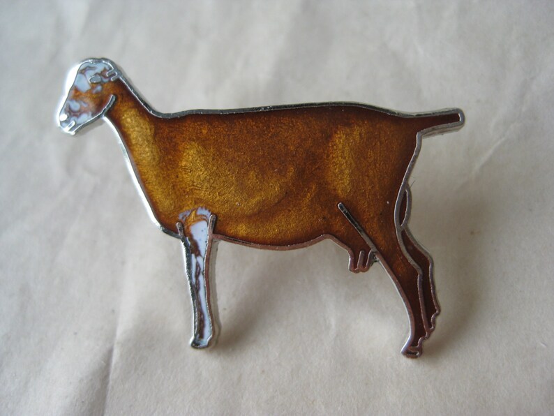 Goat Lapel Pin Brooch Vintage Brown White Silver Enamel Farm Etsy