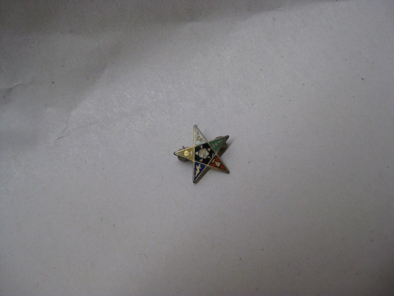 Eastern Star Sterling Enamel Brooch Pin Gold Vintage 925