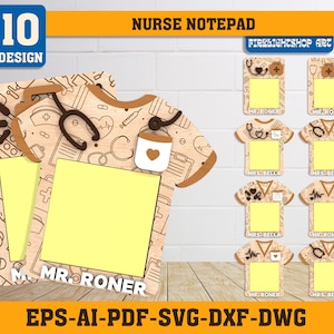 Personalisierte Krankenschwester Notizbuch Lasercut SVG, Krankenschwester Peeling-Notizblock, Glowforge Datei