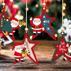 Santa Christmas Ornament Svg, Merry Christmas Ornament Laser Cut File SVG,Christmas Decor,Christmas Gift, Ornament Cut File,Glowforge File