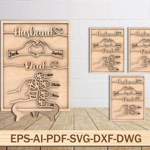 Gepersonaliseerde houten plaquette vader, aangepaste kindernaam houten bord, houten bord vuist hobbel echtgenoot, vaderdagcadeau voor papa, echtgenoot, hem