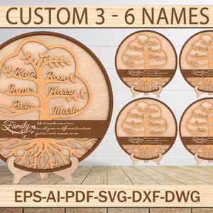 Personalized Gift Family Tree Cut File, Glowforge File, Family Tree Gift, Mothers Day Gift, Birthday Gift For Mom, Grandkids Tree SVG