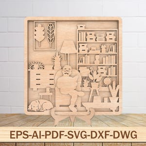 Bester Vater aller Zeiten, der zusammen liest Gravurdesign, digitale Datei für die Lasergravur, Vatertagsgeschenk Kunst, Vaterleseschnittdatei, Laserschnittdatei