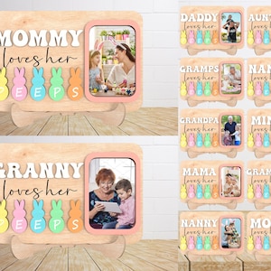 Moldura de foto de feliz dia de Páscoa, ímã de pé Svg, moldura de Páscoa, porta-retratos de moldura de Páscoa com nome personalizado, arquivo de corte a laser para decoração de casa Svg