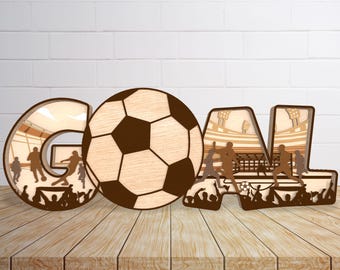 Soccer goal Standing Lasercut File Svg, Soccer Baseball Lasercut File Svg, Sport Sign With Stand Svg, Wooden Sport Decor Svg, Glowforge
