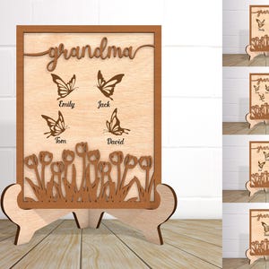 Personnalisation pour Fête des Mères, fleur, signe floral en bois, belle maman, Svg belle maman, cadeau pour maman, art floral jardin, panneau de famille en bois, Glowforge
