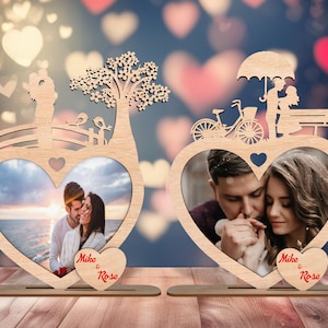 Portafoto personalizzato per San Valentino in formato SVG, cornice per foto di San Valentino in formato SVG, cornice in legno per San Valentino, regalo per foto di anniversario, regalo unico