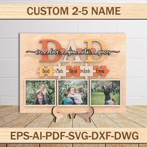 Marco de fotos personalizado para el Día del Padre (Svg), "Te amo hasta las piezas" (Svg), marco cortado con láser 3D, citas del Día del Padre (Svg), regalo para papá, Glowforge