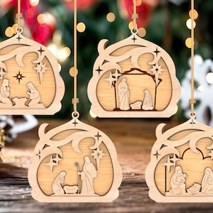 Set Krippe Ornament geschnitten Datei, religiöse Verzierung der Krippe, hängende Spielerei