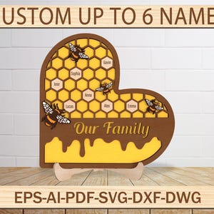 Gepersonaliseerde Bee Hive familie teken SVG, Grandbabees teken svg, Grandbabees teken, oma tot bij, Glowforge svg-bestanden, lasergesneden bestanden