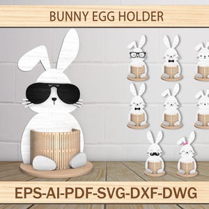 Laser geschnitten Osterhase Ei Halter svg Glowforge, Easter Treat Box SVG, Eierhalter Stand svg Cricut Ostereierhalter, Ostertag SVG