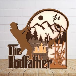 Happy Father&#39;s Day Go Fishing Standing Lasercut File Svg, Fishing Dad svg, Fishing scene svg,Gift for Dad, Fathers Day svg, Glowforge