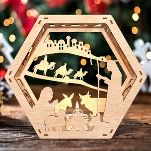 Nativity Lantern Svg, Xmas Candle Holder Svg, Wooden Lantern Svg, Baby Jesus Svg, Nativity Scene Svg, Christmas Eve Svg, Religious Ornament
