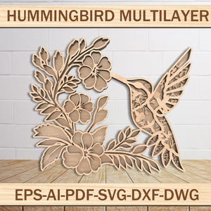 Kolibri Lasergravur Schnittdatei, Kolibri Lasergravur Schnittdatei, Vogel Laserschnittdatei, Kolibri-Datei, Wohnkultur