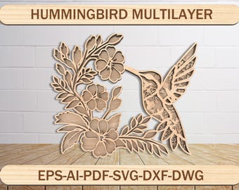 Hummingbird Standing cut file, Hummingbird Laser Engraving Cut Files Svg, Bird laser cut file, Hummingbird File, Home decor