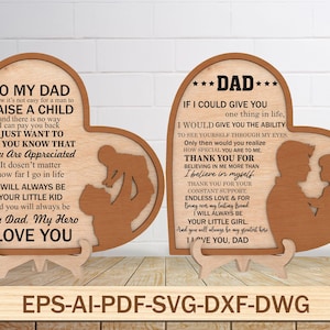 Vatertagsschild SVG, Dad und Baby Line Art Stand Decor SVG, Geschenk für Papa, Papa zwar, Glowforge, Papa und Baby Zeichen, Lasercut-Datei