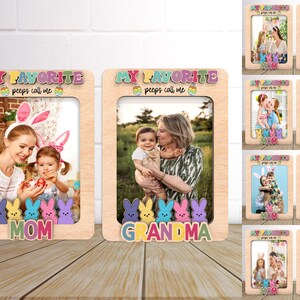 Aimant de cadre photo Joyeuses Pâques, debout avec mes amis, me détendre avec mes amis, porte-photo de cadre de Pâques avec nom personnalisé, fichier Svg découpé au laser pour la maison