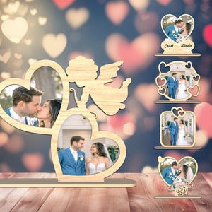 Cadre photo personnalisé Saint-Valentin fichier coupe SVG, support photo Saint-Valentin Svg, cadre en bois Saint-Valentin, cadeau photo d'anniversaire, cadeau unique