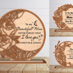 Magnete con fiori per la festa della mamma in formato SVG, cornice floreale in legno, bellissima mamma in formato SVG, regalo floreale per la mamma, regalo per la mamma, festa della mamma in formato SVG, file pronto per il laser