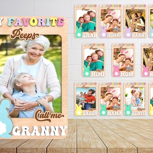 Joyeuses Pâques, cadre photo aimanté, découpé au laser, debout, cadeau pour grand-mère, appelez-moi maman, porte-photo de cadre de Pâques, décoration de maison, Glowforge