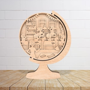 Globo SVG, Globo 3D Svg, Presente para Professor SVG, Você Faz do Mundo um Lugar Melhor SVG, Obrigado pelo Professor, Glowforge Svg, Laser Svg, glowforge