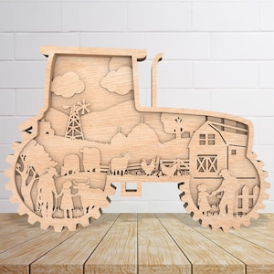 Felice festa del papà Svg, trattore agricolo artigianale regalo multistrato File di taglio Svg, Festa del papà Svg, Regalo per papà File di taglio laser, Glowforge Svg