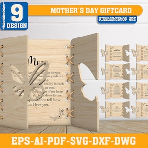 Muttertagskarte SVG, Muttertagsgeschenk-Svg, Mama Geschenk Laser Cut-Datei, Muttertag SVG, Muttertag Glowforge-Datei, Laser Cut-Datei, Digital