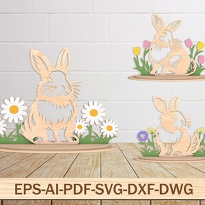 Ostern Laser Cut Dateien Kaninchen SVG, Layered Bundle, Floral Bunny Multilayer Digital Download, Frühling Floral Hase Laser Cut Datei, Glowforge