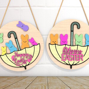 Easter&#39;s Day Door Hanger SVG, Bunny SVG Laser Cut Files, Happy Easter Svg, Basket Svg, Welcome Sign Svg, Easter Door Sign Glowforge Files