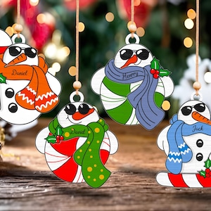 Snowman Christmas Ornament Svg, Merry Christmas Ornament Laser Cut File SVG,Christmas Decor,Christmas Gift, Ornament Cut File,Glowforge File