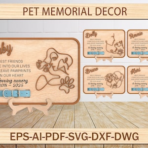 Personalized Memorial Pet Ears Art cut File, Cat Memorial, Pet Loss Gifts Dog Svg, Pet Memorial Gift,Memorial Standing Svg, glowforge