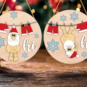Merry Christmas Door Sign Svg ,Christmas Welcome Sign Svg,Santa Christmas Svg, Round Door Hanger Svg, Christmas Decor ,Glowforge Svg Files
