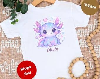 Custom Axolotl Toddler Shirt - 100% Cotton Kawaii Animal Kids Tee - Nature Lover Outfit - Size 2T - 5/6T