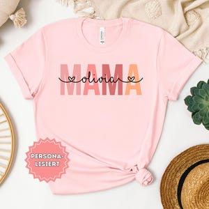 Personalized mom shirt with baby name gift for baby shower T-shirt mom pink with child name personalized gift for mothers