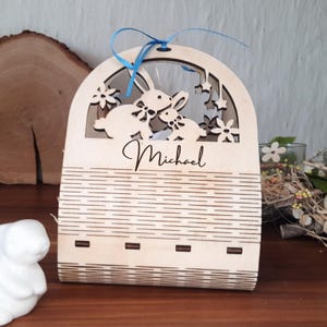 Personalized wooden Easter basket with name – Easter basket for children – Egg hunt basket – Easter gift – sustainable wooden Easter basket