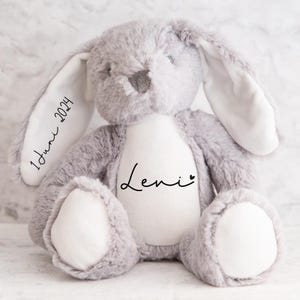 Doudou personnalisé avec prénom – peluche naissance – cadeau bébé – cadeau baptême – doudou avec date de naissance