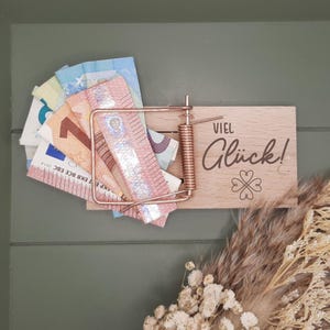 Envoltorio de regalo de dinero, trampa para ratones, para aniversario, boda, cumpleaños, hecho de madera, personalizable