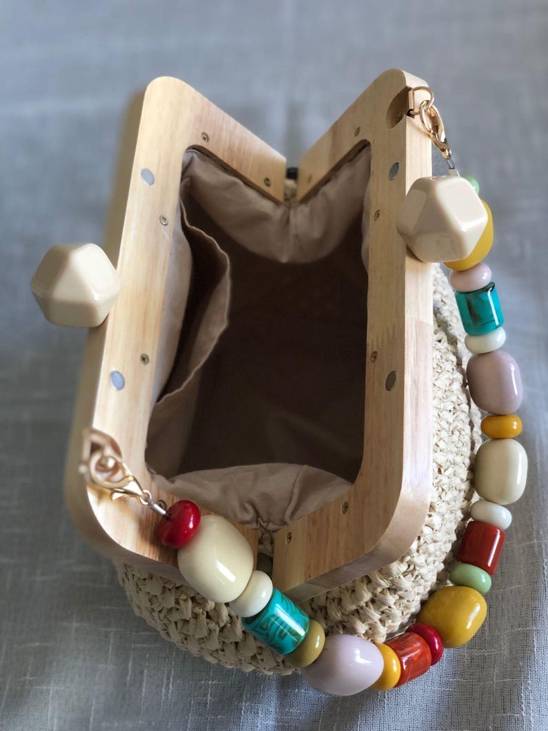 Ivory Woven Natural Straw Clutch Bag