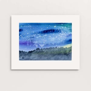Watercolor Painting, Night Sky Painting, Galaxy Painting, Original Watercolor, Night Sky Watercolor, Night Sky, Home Decor Gift