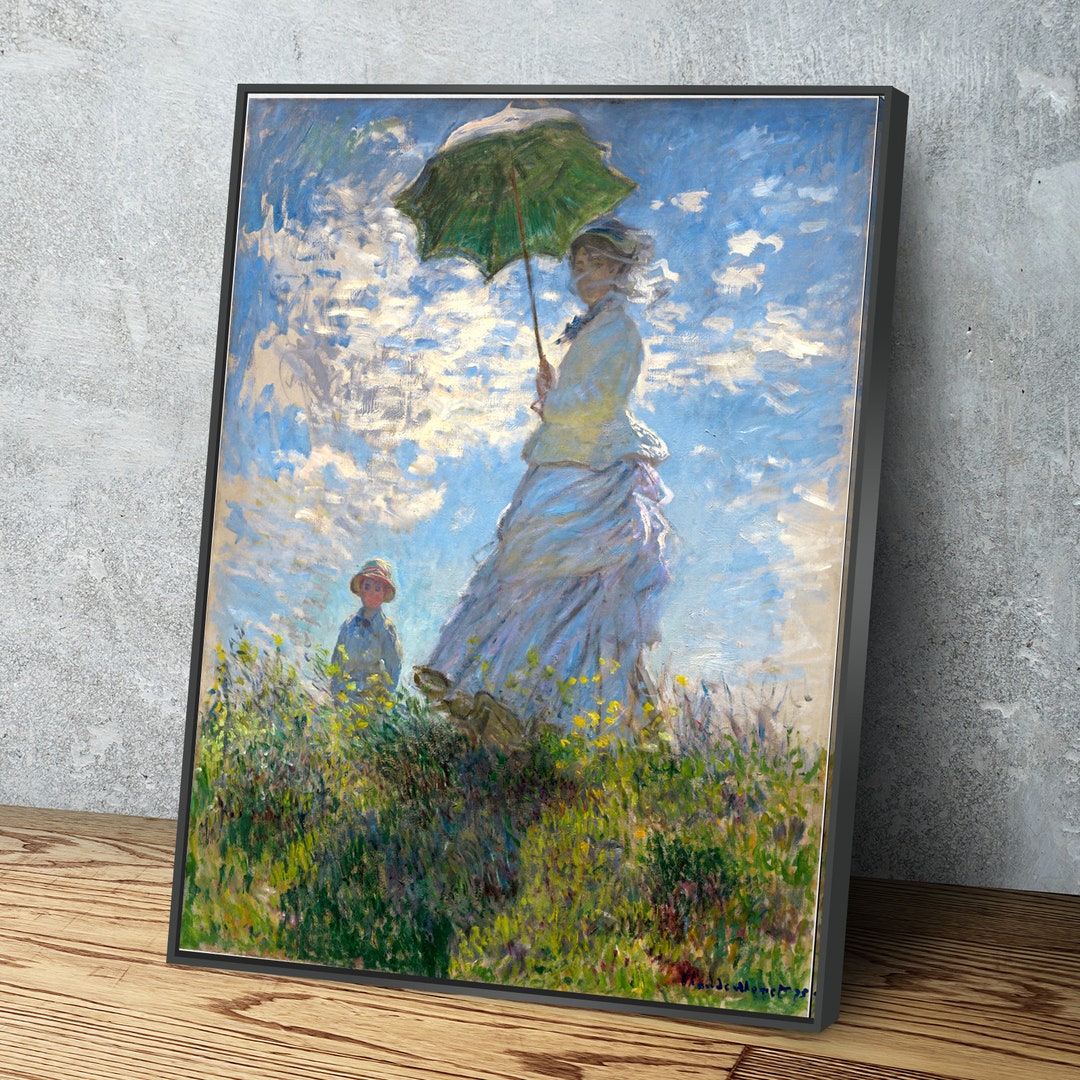 Die Spaziergang Frau mit einem Sonnenschirm von Claude Druck
