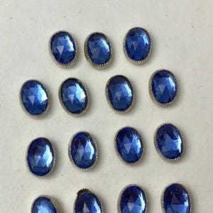 RARE-Vintage Rose Montees  Oval Sew Ons - Blue/Silver Setting