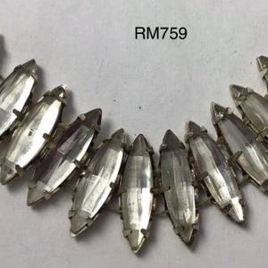 Vintage Navette Rose Montees - Clear Glass in Silver Setting