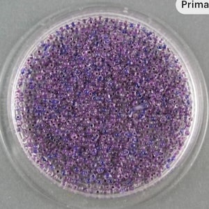 Vintage Italian Micro Seed Beads - Clear/ Purple lined
